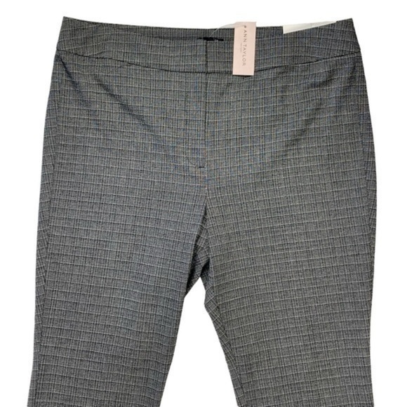 Ann Taylor Ankle Pants Womens Size 12 Petite Black White Stretch Cuff Hem NEW - Picture 2 of 11